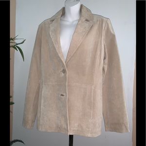 Siena 100% Leather Cream 2 Button Blazer
